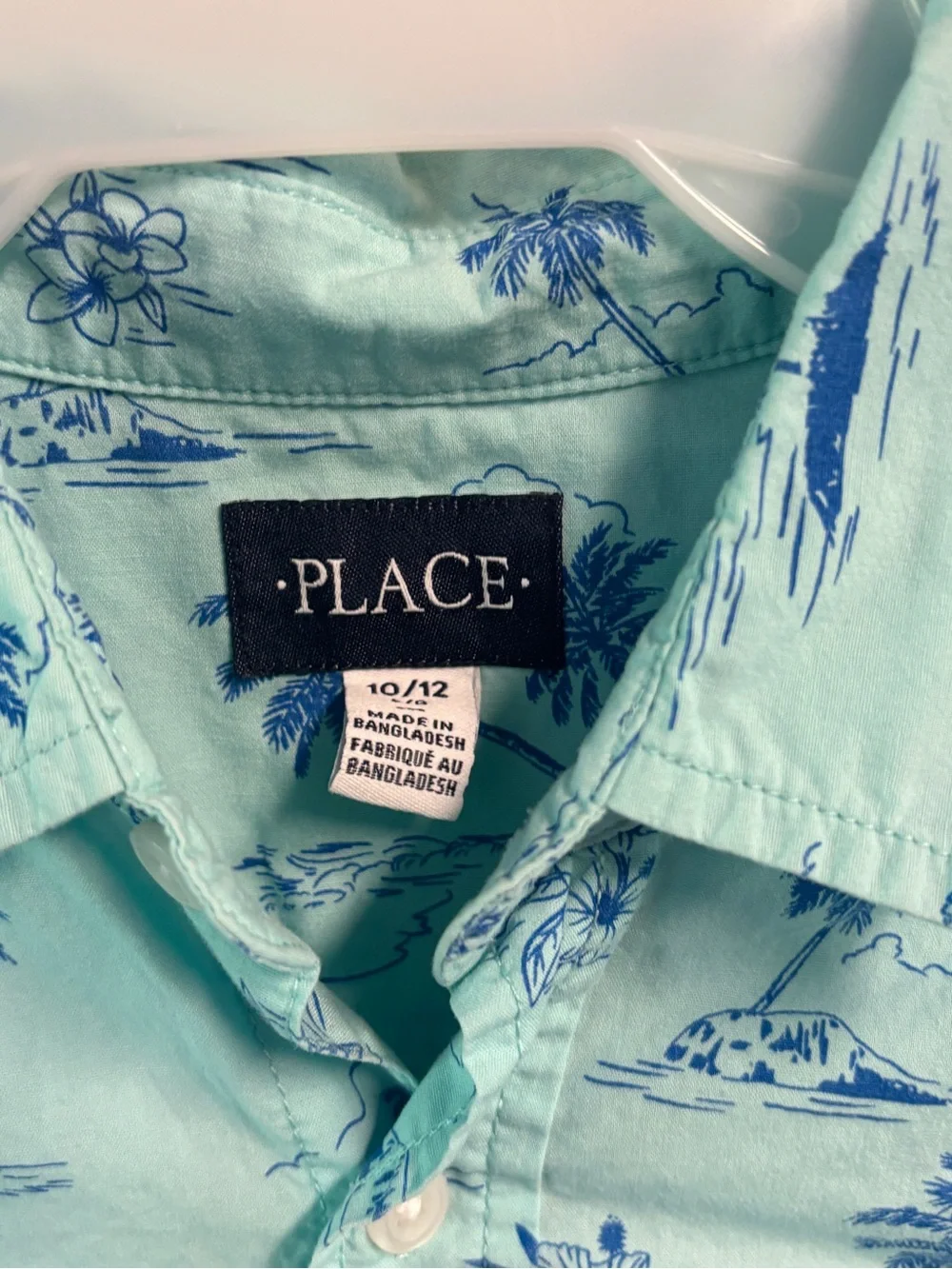 The Children's Place Mint Blue Palm Print Button-Down Shirt